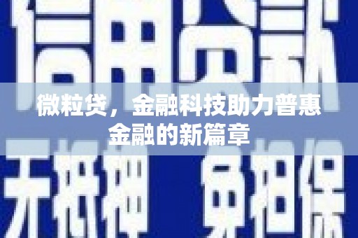 福州微粒贷，金融科技助力普惠金融的新篇章