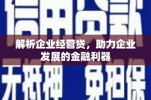 福州解析企业经营贷，助力企业发展的金融利器